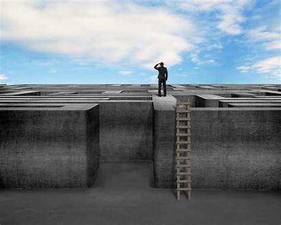 Maze Ladder Concrete Businessman Wooden Manager Vision