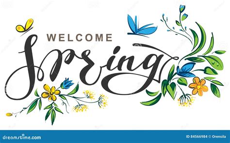 Welcome Spring Lettering Text Stock Vector Illustration Of Text Lettering