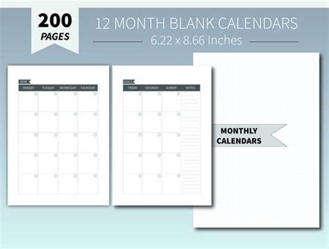 Ultimate Diary 12 Month Blank Calendar Pages Undated Calendar