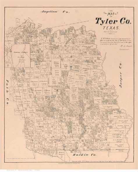 Tyler County Texas 1879 Old Map Reprint Old Maps