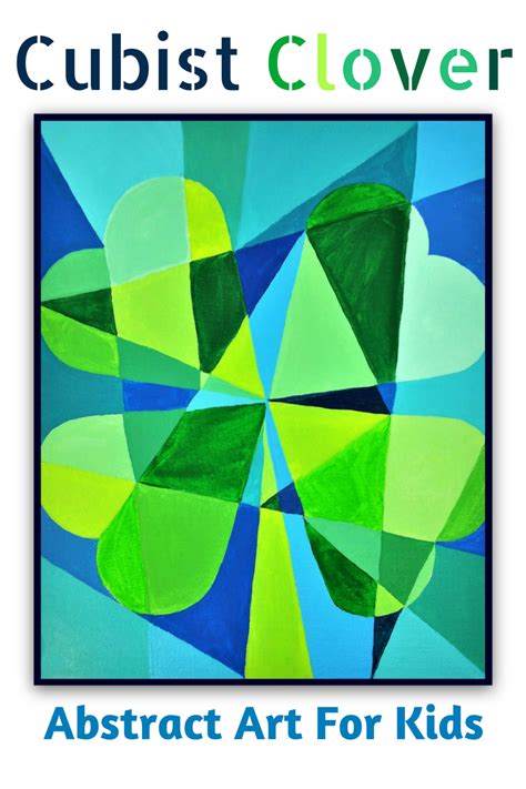 Cubist Clover St Patricks Day Abstract Art For Kids