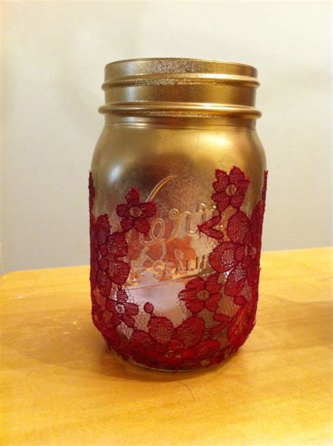 Remade This Mason Jars Into A Candle Holder I Used Gold Spray Paint
