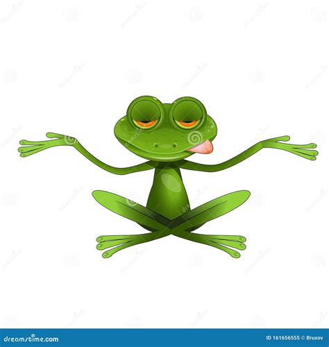 Stock Illustration Green Frog Meditates Stock Vector Illustration Of