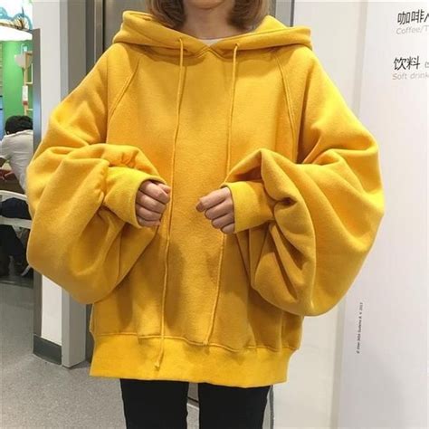 2018 Korean Style Women Harajuku Hoodies Yellow Top Winter Clothes