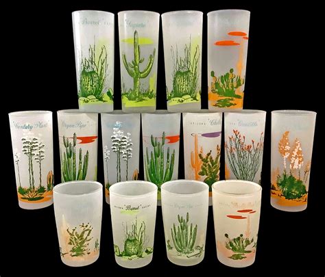 Lot 15 Blakely Oil And Gas Arizona Cactus Frosted Glasses