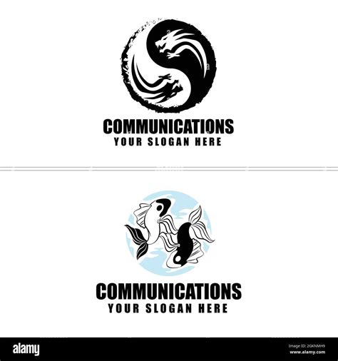 Dragon And Fish Yin Yang Concept Logo Design Stock Vector Image And Art