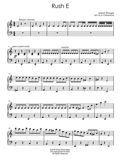 Alicja Urbanowicz Rush E Beginner Sheet Music Piano Solo In A
