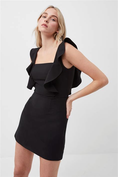 Whisper Square Neck Ruffle Dress Black French Connection Us