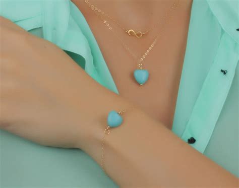 Heart Bracelet Turquoise Bracelet Gemstone Bracelet Etsy