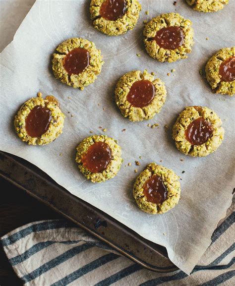 Pistachio Thumbprint Cookies With Apricot Rose Jam Recipe