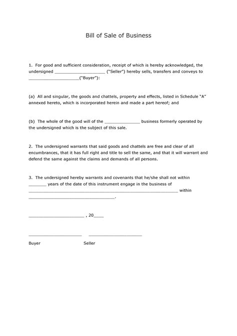 Free Business Bill Of Sale Form Pdf Word Do It Yourself Forms