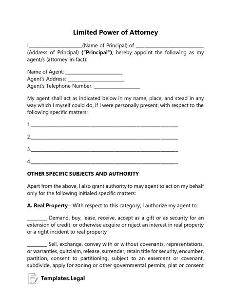 Power Of Attorney Template Word