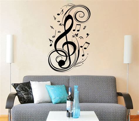 Music Note Wall Decal Treble Clef Floral Patterns Vinyl