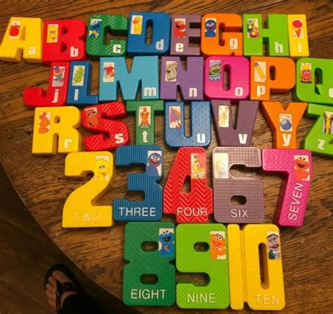 Vintage Tyco Sesame Street Alphabet Letters And Numbers Plastic Stacking