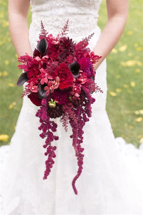 Gothic Victorian Styled Wedding Red Bouquet Wedding