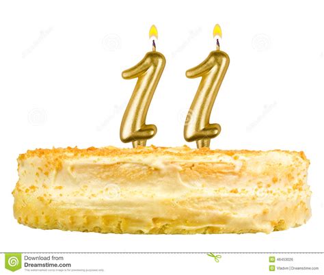 Birthday Cake With Candles Number Eleven Isolated Stock Photo Image