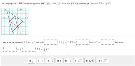 Use The Graph Of Abc With Midsegments De Ef And Df Show That Ef Is Parallel To Ac And That Ef