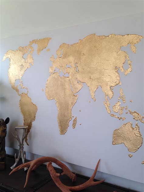World Map Painting Gold Leaf Art Map Of The World Painting On Canvas