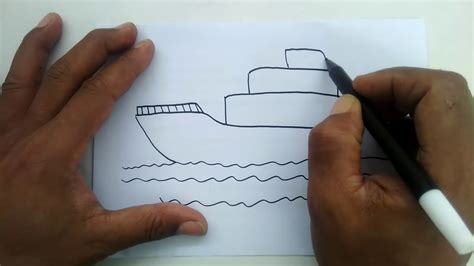 Cara Menggambar Kapal Laut Sederhana Dan Mudah Youtube