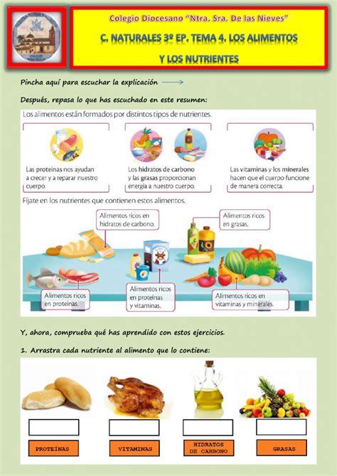 Ejercicio De Tema 4 Los Alimentos Y Los Nutrientes