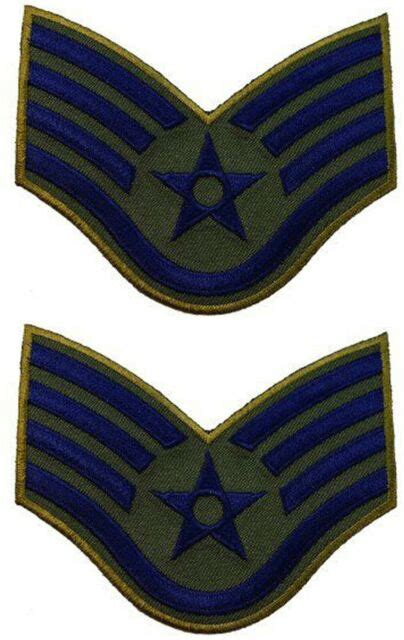 One 1 Pair Of Us Air Force Staff Sergeant Rank Subdued Chevron