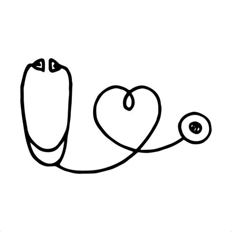 Premium Vector Stethoscope Heart Doodle Style Vector Illustration