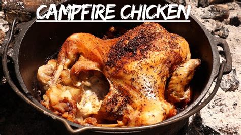 Simple Campfire Cooking Roast Chicken In A Dutch Oven At The Bushcraft Camp With