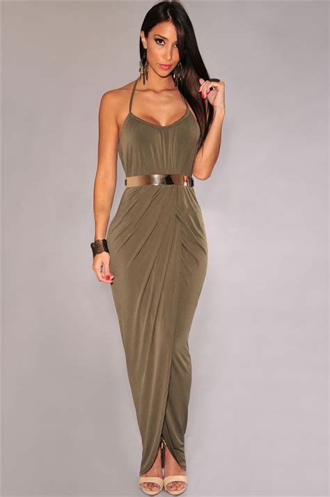 Elegant Spaghetti Strap Goddess Dress With Belt On Luulla