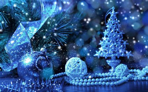 Download Blue Themed Christmas Holiday Desktop Wallpaper