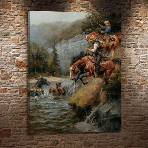 Andy Thomas Western Landscape Cowboy Style T Canvas Painting Living
