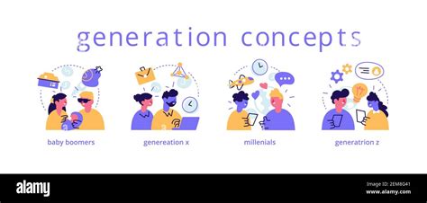 Various Generations Vector Representation Set Baby Boomers Stock