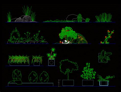 Dwg vegetation models are absolutely free. Plants, Trees, Shrubs Decorative Pots In Elevation 2D DWG ...
