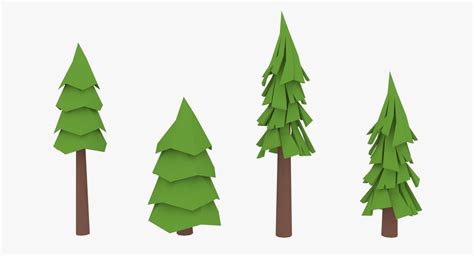 3d Model Lowpoly Pine Trees Vr Ar Low Poly Cgtrader