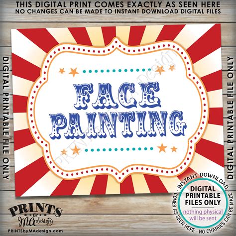 Face Painting Sign Printable Printable Word Searches