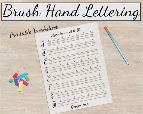 Printable Brush Lettering Alphabet Practice Sheet Pdf New Etsy