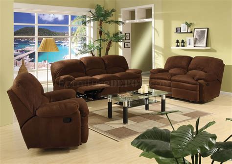 Chocolate Brown Microfiber Contemporary Reclining Living Room