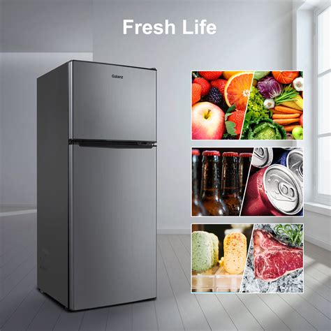 Galanz Cu Ft Two Door Mini Refrigerator With Freezer Stainless
