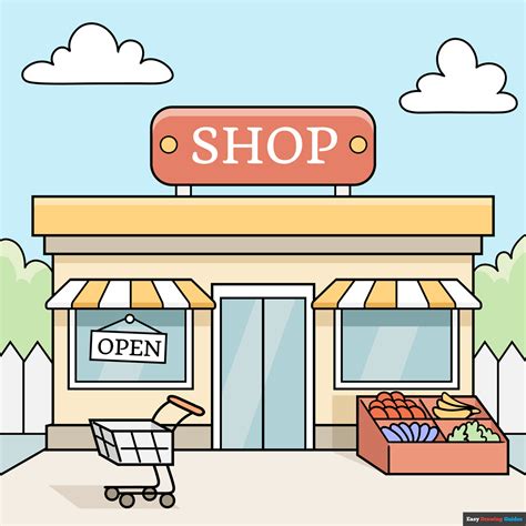How To Draw A Shop Really Easy Drawing Tutorial