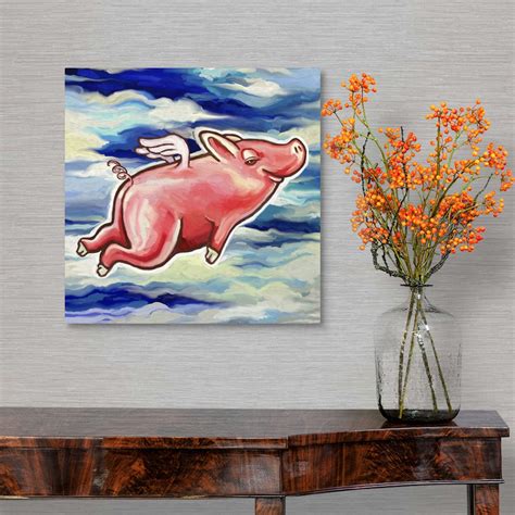 Flying Pig Canvas Wall Art Print Wildlife Home Decor Ebay