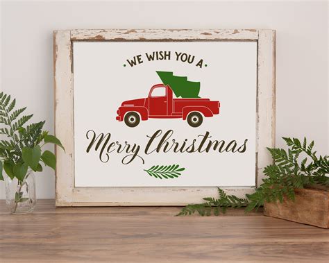 Merry Christmas Red Truck Svg Christmas Svg Vintage Truck Etsy