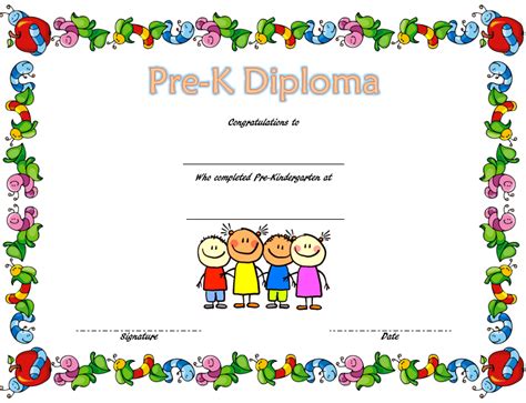 Pre Kindergarten Diploma Certificate Free Template 2 Kindergarten