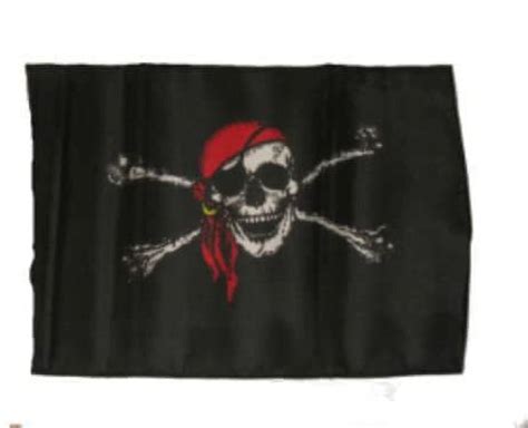 12x18 12x18 Jolly Roger Pirate Red Hat Sleeve Flag Boat Car Garden