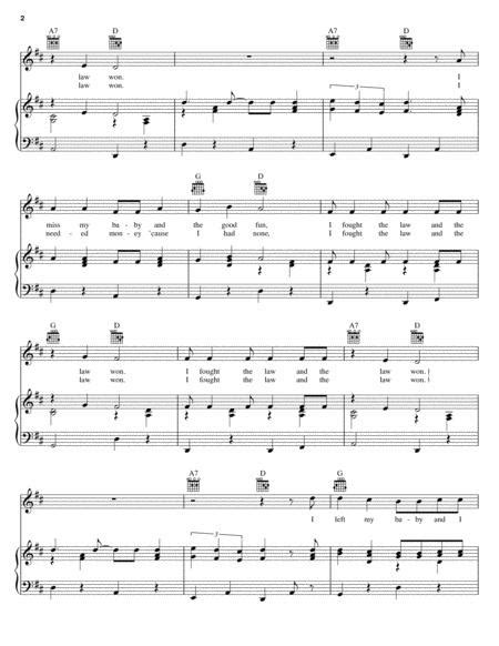 I Fought The Law By The Clash Digital Sheet Music For Pianovocalguitar Download And Print Hx