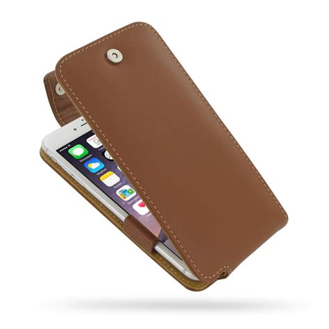 Iphone 6 6s Plus Leather Flip Top Case Brown Pdair Sleeve Pouch