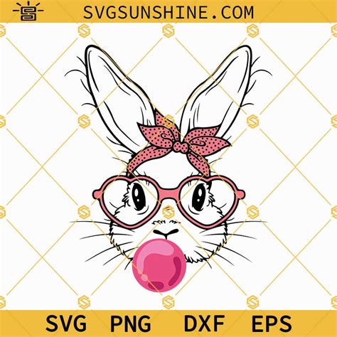 Wall Hangings eps png dxf Cute Bunny Rabbit With Bandana Glasses