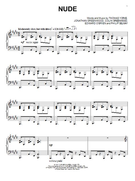 Nude Piano Solo Print Sheet Music Now