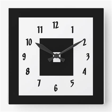 Black And White Squares Square Wall Clock Zazzle