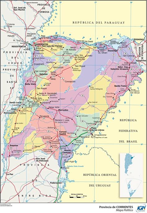 Mapa De Corrientes Provincia Departamentos Turístico Descargar E
