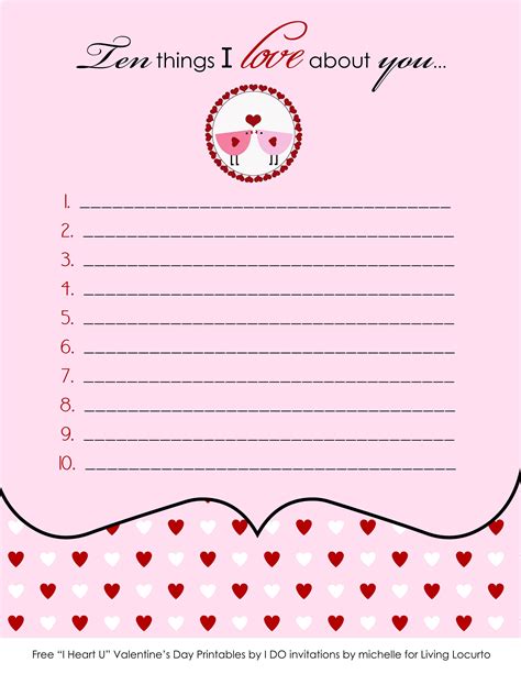 10 Things I Love About You Free Printablethis Would Be Fun To Hide