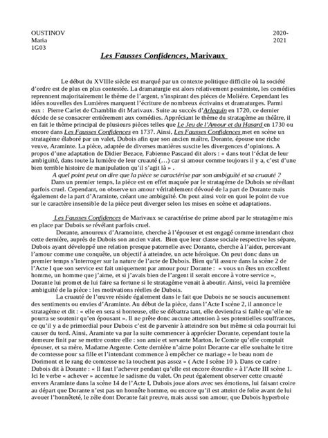 Dissertation Les Fausses Confidences | PDF